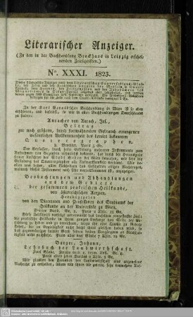 Literarischer Anzeiger No. XXXI. 1823