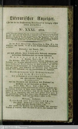 Literarischer Anzeiger No. XXXI. 1823