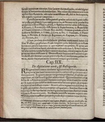 Cap. IIX. De Agitatione aeris, & Refrigeriis.