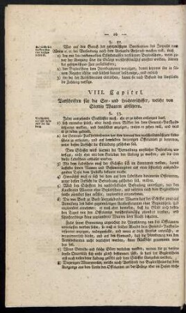 VIII. Capitel. Vorschriften für die See- und Leichterschiffer, welche von Stettin Waaren abführen.
