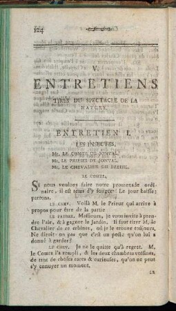 V. Entretiens Tirés du Spectacle de la Nature.