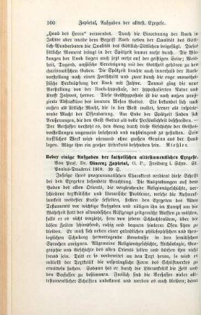 160-162 [Rezension] Zapletal, Vincenz, Über einige Aufgaben der katholischen alttestamentlichen Exegese