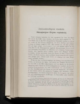 Zweiunddreißigster Abschnitt. Atmungsorgane (Organa respiratoria).