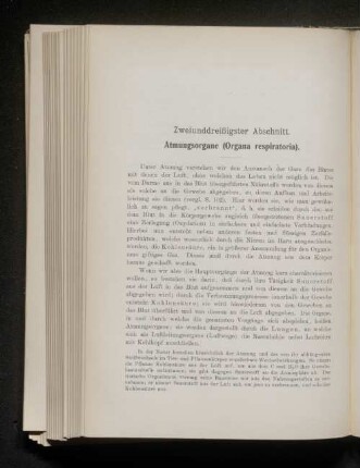 Zweiunddreißigster Abschnitt. Atmungsorgane (Organa respiratoria).