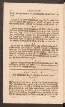 Titulus X. Von Antrettung der Erbschafften und dem Beneficio Inventarii.