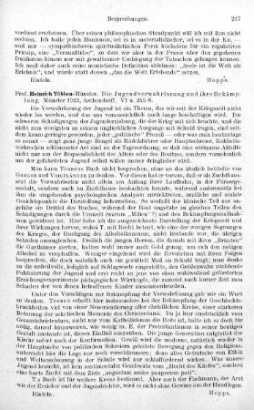 217, Heinrich Többen. Die Jugendverwahrlosung und ihre Bekämpfung . 1922