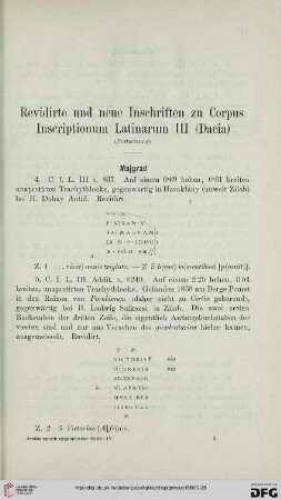 4: Revidirte und neue Inschriften zu Corpus Inscriptionum Latinarum III (Dacia), [2]