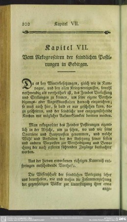 Kapitel VII. Vom Rekognosciren der feindlichen Postirungen in Gebirgen