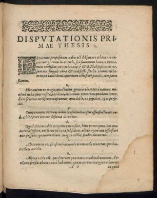 Disputationis Primae Thesis ...