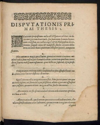 Disputationis Primae Thesis ...