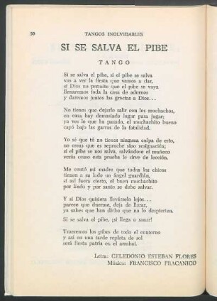 Si se salva el pibe : Tango
