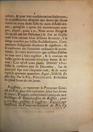 Lettres patentes du Roi déchargent le clergé de France de l'exécution de l'Edit d'Août 1758