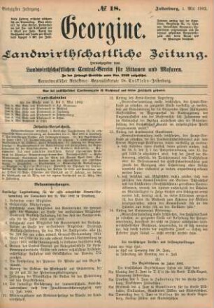 Siebzigster Jahrgang. No. 18. Insterburg, 1. Mai 1902.
