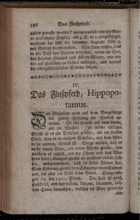 IV. Das Flußpferd, Hippopotamus.
