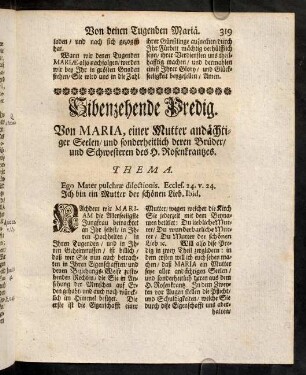 319-342, Sibenzehende Predig. Von Maria, einer Mutter andaechtiger Seelen /...