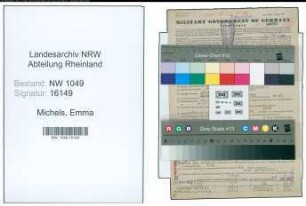 Entnazifizierung Emma Michels , geb. 10.09.1892 (Lehrerin)