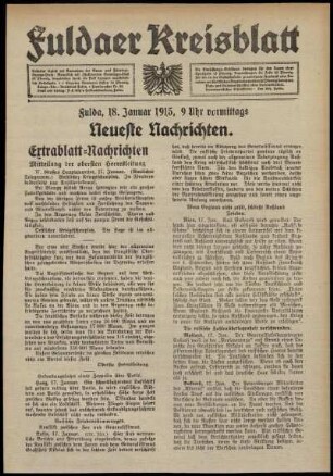 Erste Ausgabe vom Montag, den 18. Januar 1915.