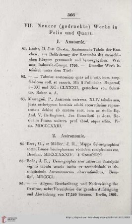 VII. Neuere (gedruckte) Werke in Folio und Quart