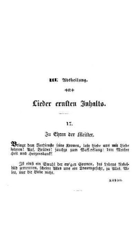III. Abtheilung. Lieder ernsten Inhalts