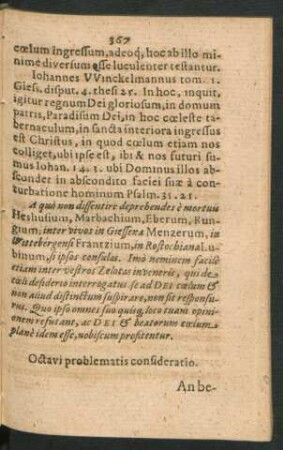 Octavi problematis confideratio. An beatorum corpora in beatorum coelo sint futura in loco vere & proprie dicto?