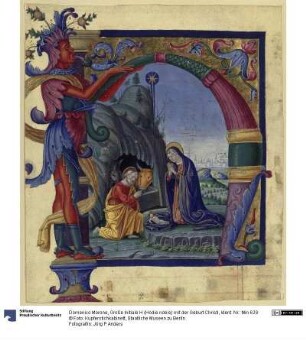 Große Initiale H (Hodie nobis) mit der Geburt Christi