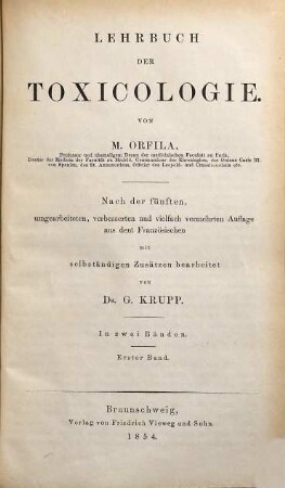 Lehrbuch der Toxicologie : in zwei Theilen, 1