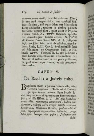 Caput V. De Baccho a Judæis culto.