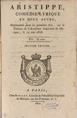 Aristippe : Comédie-lyrique en deux actes