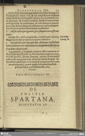De Politia Spartana, Disputatio IV.