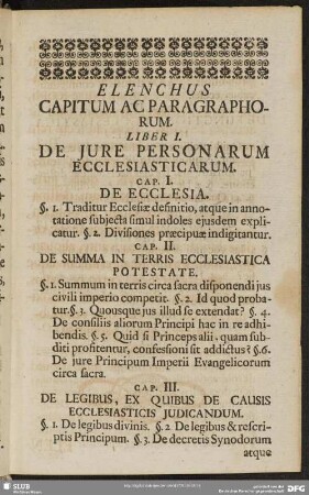 Elenchus Capitum Ac Paragraphorum