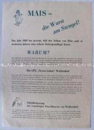 Informations- und Propagfandaflugblatt zum Maisanbau