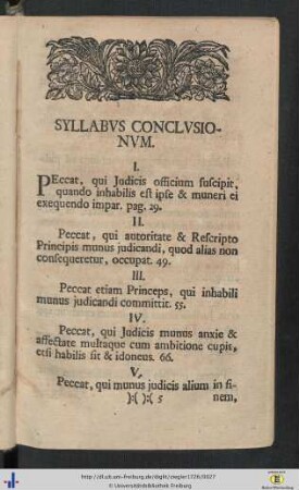 Syllabus Conclusionum.