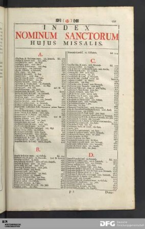 Index Nominum Sanctorum Hujus Missalis