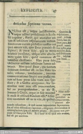 Articulus septimus verus [& falsus]