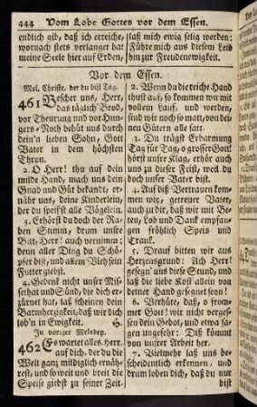 444-450, Vor dem Essen; Nach dem Essen (461 - 471)