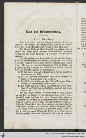 Von der Urbarmachung.
