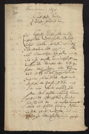 Todesanzeige des Dr. iur. utr. Johann Andreas Frommann, 1690.
