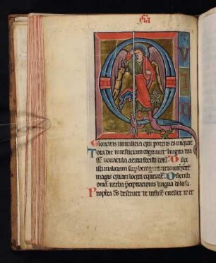 Ps 51 - Historisierte Initiale, Erzengel Michael und Drache (Cauda der Q-Initiale)
