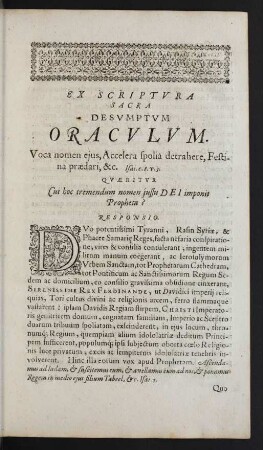 Ex Scriptura Sacra Desumptum Oraculum.