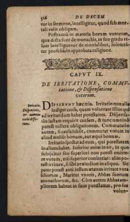 Caput IX. De Irritatione, Commutatione, & Dispensatione ...