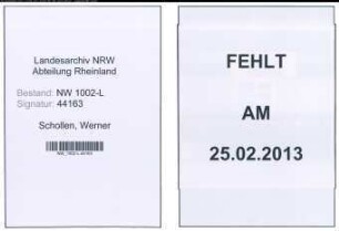 Entnazifizierung Werner Schollen , geb. 01.07.1915 (Assessor)