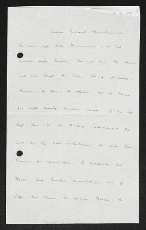 Brief von Hermann Bahr an Gerhart Hauptmann