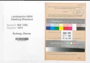 Entnazifizierung Werner Budweg , geb. 05.03.1894 (Lehrer)