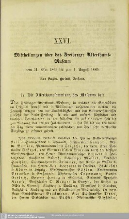 Mittheilungen über das Freiberger Alterthums-Museum vom 31. Mai. 1863 bis zum 1. August 1865