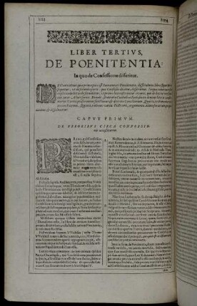 Liber Tertius. De Poenitentia, In quo de Confessione disseritur.