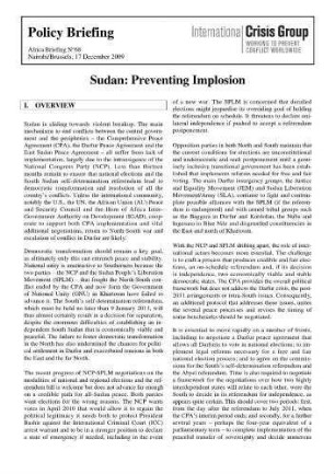 Sudan: preventing implosion