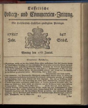 24tes Stueck, Montag den 17ten Junius. 1782