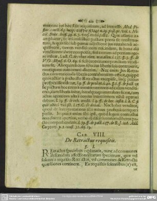 Cap. VIII. De Retractus requisitis