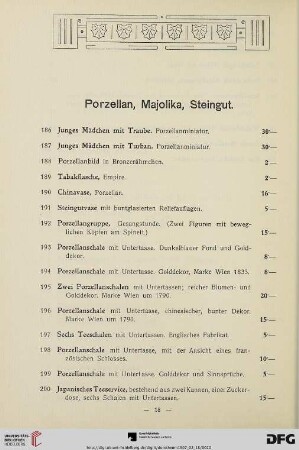 Porzellan, Majolika, Steingut (Nr. 186-235)