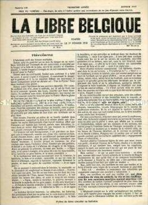 Illegale Wochenzeitung aus dem besetzten Belgien "La Libre Belgique" zur Frage des Heroismus